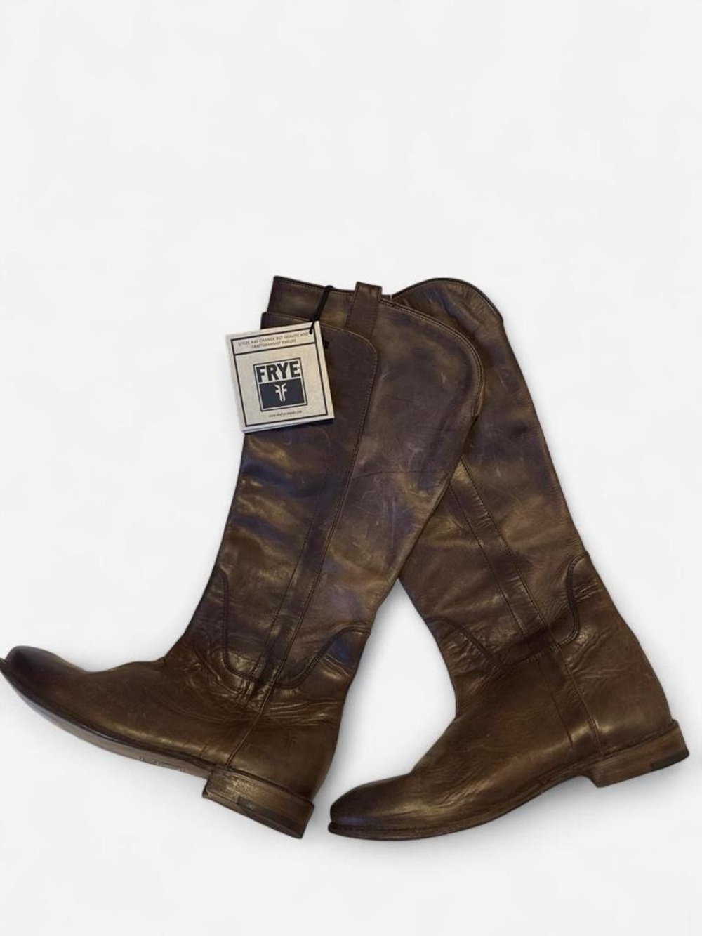Frye Dark Brown Leather Boots with Mustard Lining